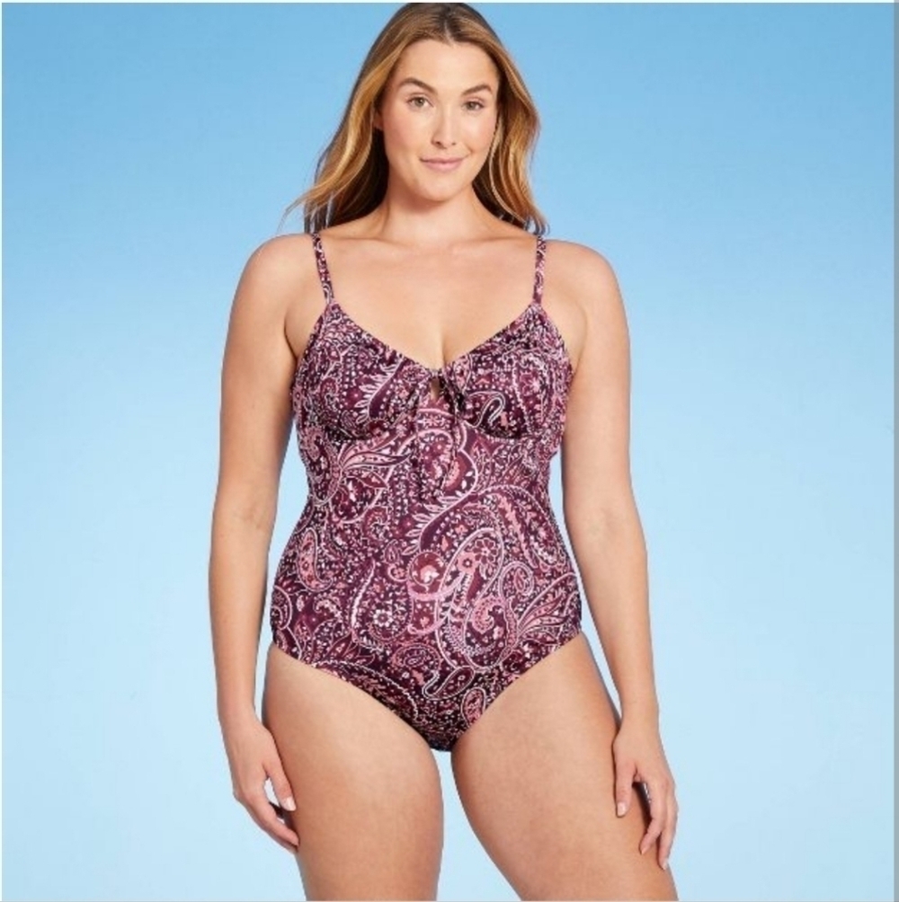 Kona Sol Women's Tie-Front Underwire Medium Coverage One-Piece Swimsuit - Picture 7 of 12